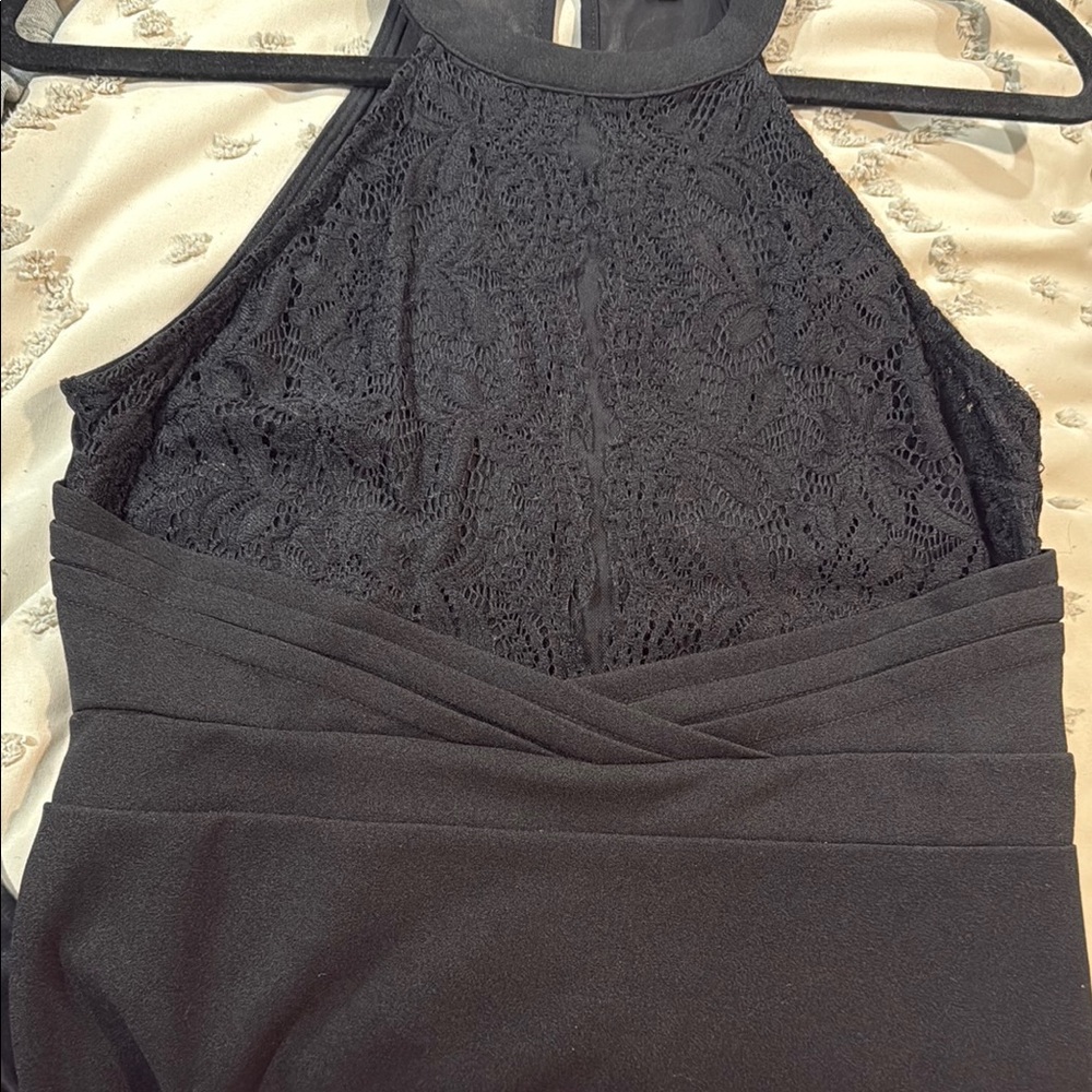 Elegant Black Lace Halter Dress